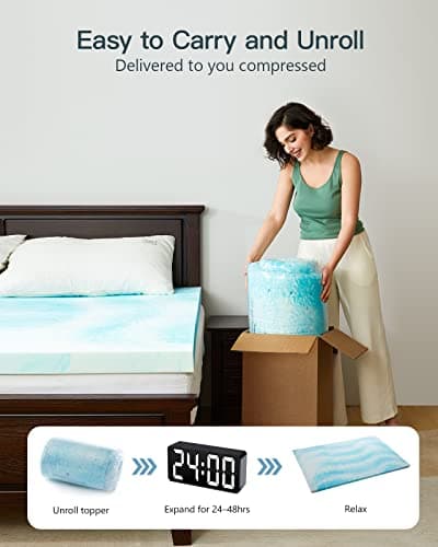 PERLECARE Cooling Gel Memory Foam Mattress Topper for Pressure Relief Back Pain