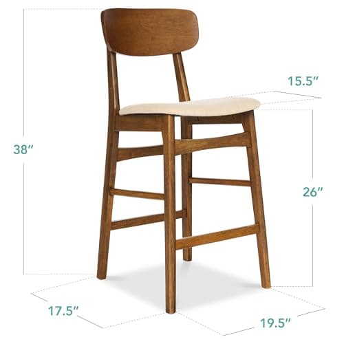 Best Choice Products Walnut/Cream Armless Counter Height Stool Set
