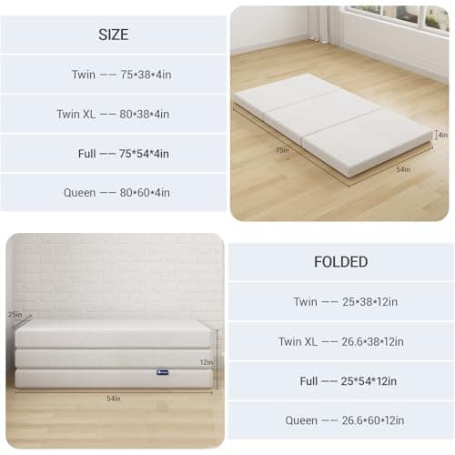 Avenco Full Size 4" Trifold Mattress for Indoors, RVs, and Camping