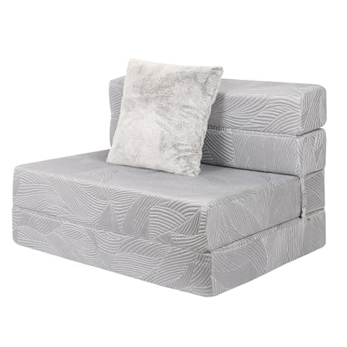 High-Density Memory Foam Futon Sofa Bed, Dark Grey, Single Size
