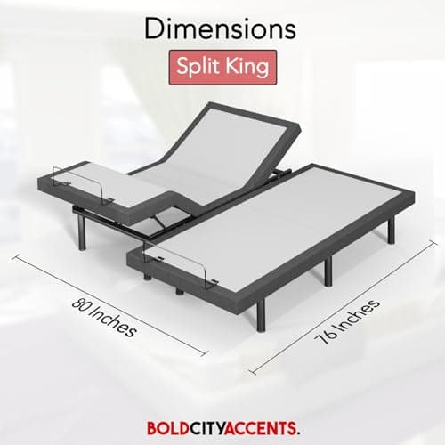 Powder Coated Split King Bed Frame with Zero Gravity Massage & Remote Control