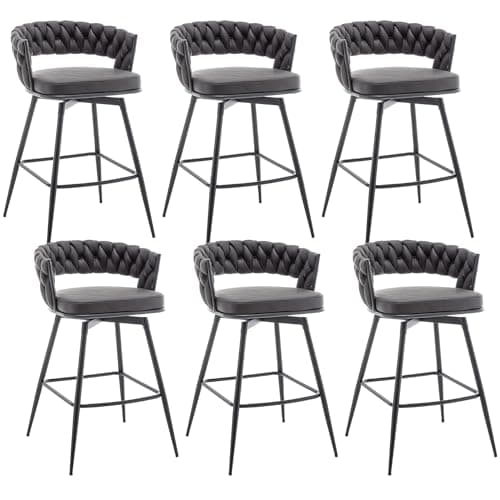 Modern Beige 360° Swivel Bar Stool Set, 26" Counter Height