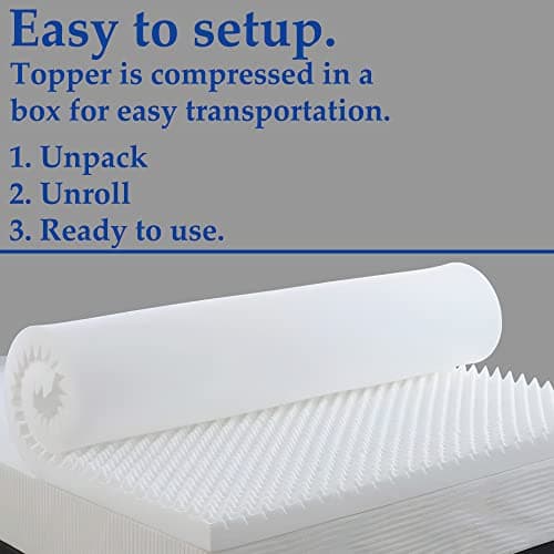 Zayton 2-Inch Egg Shell Foam Mattress Topper for Back Pain Relief, King Size, White