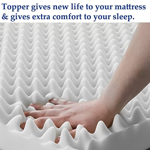 Zayton 2-Inch Egg Shell Foam Mattress Topper for Back Pain Relief, King Size, White