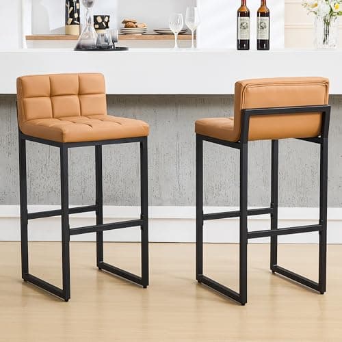 Caramel Brown Bar Stool Set, 30-inch Height, Comfortable Kitchen Chairs