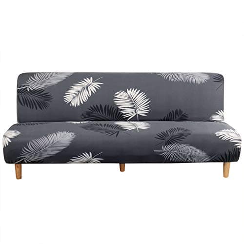 Armless Futon Slipcover Stretch Elastic Couch Furniture Protector (Orange Grey)