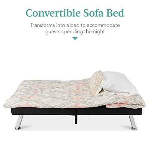 Best Choice Products Black Modern Convertible Futon with Adjustable Sleeper and Removable Arms