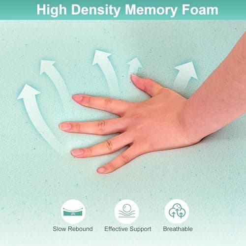 2 Inch Gel Infused Egg Crate Memory Foam Mattress Topper for King Size Bed - Cooling and Ventilated Pad for Back Pain Relief