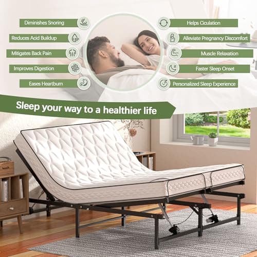 JAXPETY Adjustable Queen Electric Bed Frame with Remote Control and Quiet Motor - Fits Most Mattresses, Black