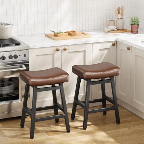 All Black Counter Height Bar Stools Set of 2, 24 Inch Kitchen Barstools