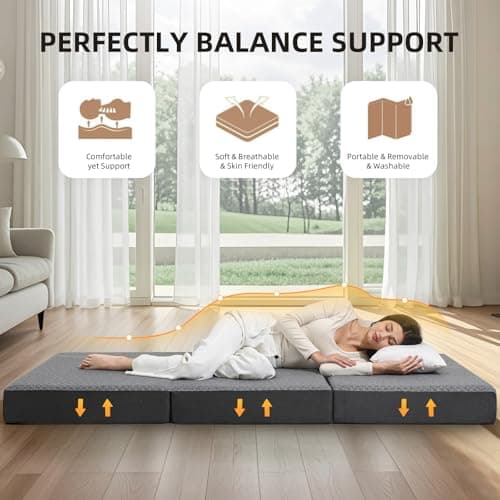 Tri-Fold Memory Foam Mattress for Travel and RV Camping