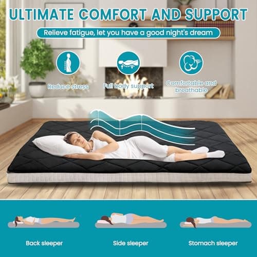 Black Full Size SUNYRISY Japanese Foldable Futon Mattress