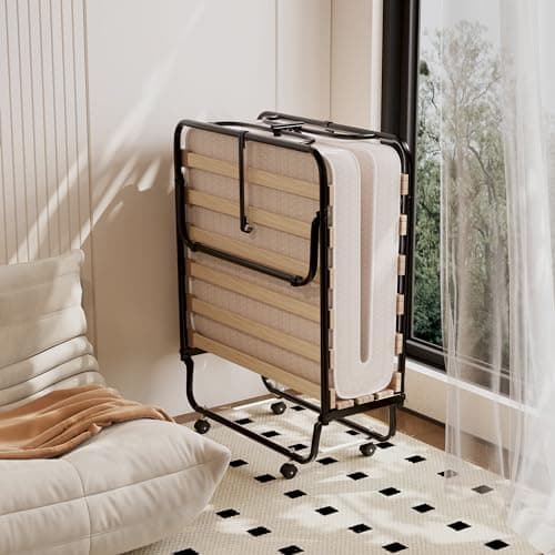 Giantex Sturdy Foldable Bed with 4 Inch Memory Foam Mattress, Made in Italy
