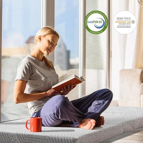 MUUEGM Folding Mattress King Tri-Fold Gel Memory Foam Mattress Topper