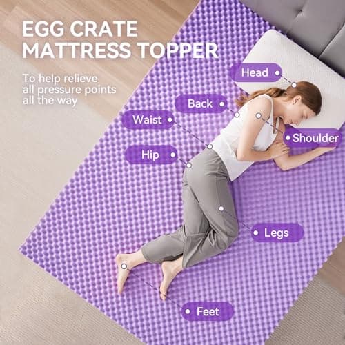 2 Inch Egg Crate Memory Foam Mattress Topper for College Dorm Twin XL Bed, CertiPUR-US Certified, 39x80 Inches