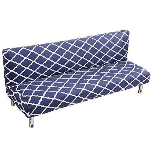 Premium Polyester Futon Cover for Full Size Armless Sofas, Machine Washable Velvet Peacock Blue - SFCT