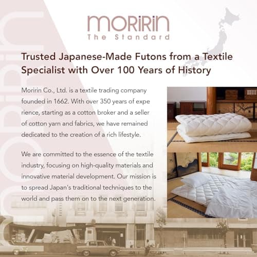 MORIRIN Zippered Cover for Japanese Futon, Twin, White