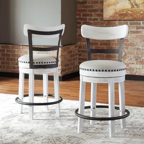 Signature Design by Ashley Valebeck Whitewash Modern Swivel Barstool 24.5"
