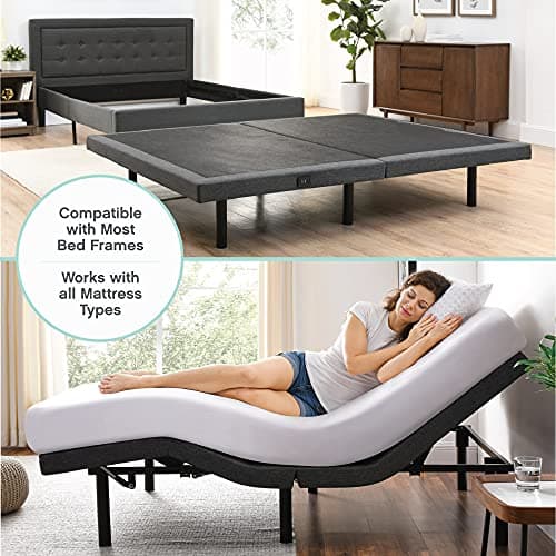 Ergonomic Adjustable bed base 2.0 with massage, wireless remote, USB port, full size