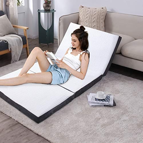 Tri-Fold Futon Mattress - Foldable Sofa Bed for Back Pain Relief & Guests