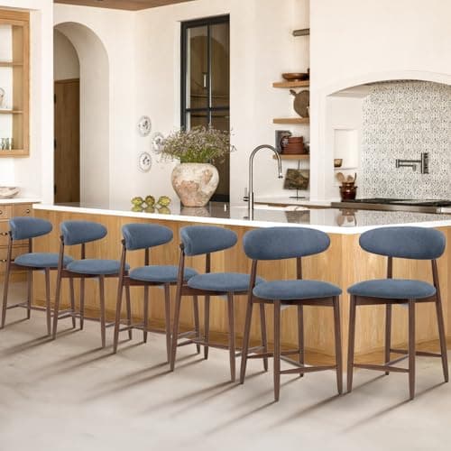 COLAMY Mid Century Modern Wooden Bar Stools Set of 4, Dark Grey