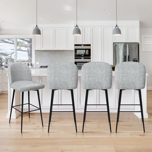 360° Swivel Leather Bar Stools Set of 3, Counter Height Chairs with Metal Legs