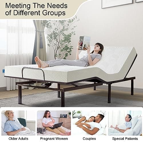 Adjustable Queen Bed Frame Bundle with Mattress and Wireless Remote, Motorized Incline, Zero Gravity - Easy Assembly