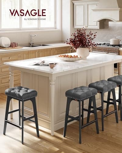 VASAGLE Saddle Bar Stools Set of 2, Ink Black