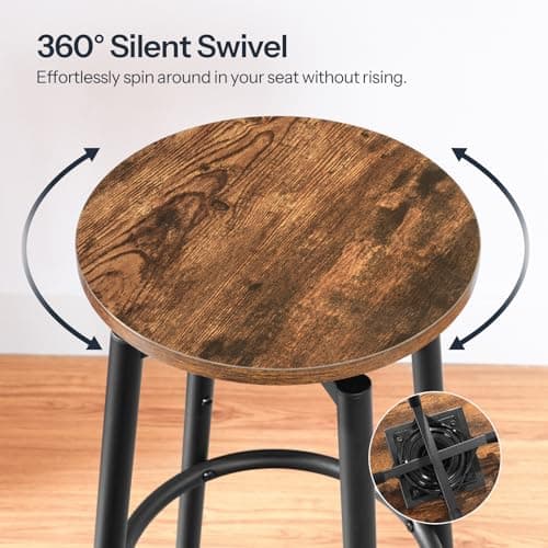 Rustic Brown & Black Swivel Bar Stools, BF24BY01, HOOBRO Kitchen Chairs