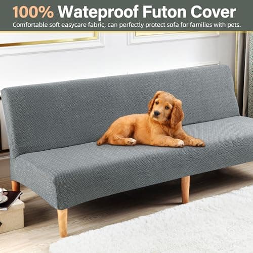 CZL Waterproof Futon Covers, Leakproof Sofa Bed Protector, Stretch Jacquard Slipcover for Kids and Pets