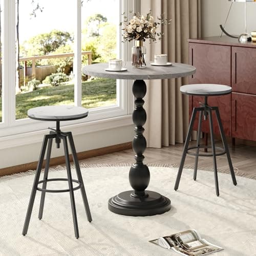 Industrial Height Adjustable Bar Stools, Set of 2, Rustic Brown BAHR0701
