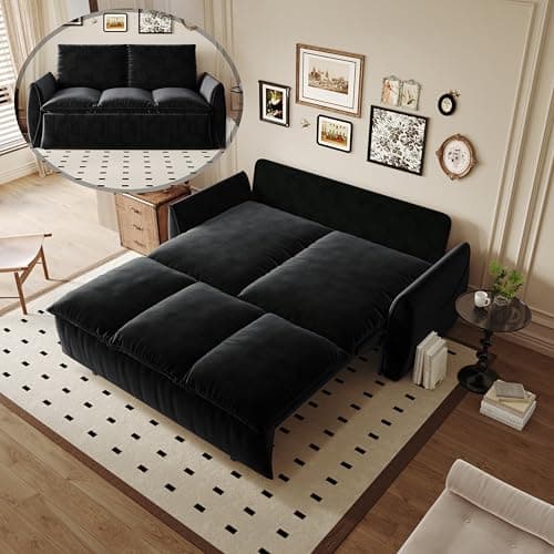 Oversized 3-in-1 Queen Size Velvet Sleeper Sofa Bed Lounge