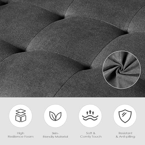 TYBOATLE Dark Grey Convertible Futon Sofa Bed with USB, Loveseat for Living Room & Bedroom