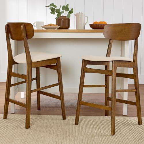Best Choice Products Walnut/Cream Armless Counter Height Stool Set