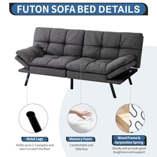 Memory Foam Futon Sofa Bed for Compact Living Spaces