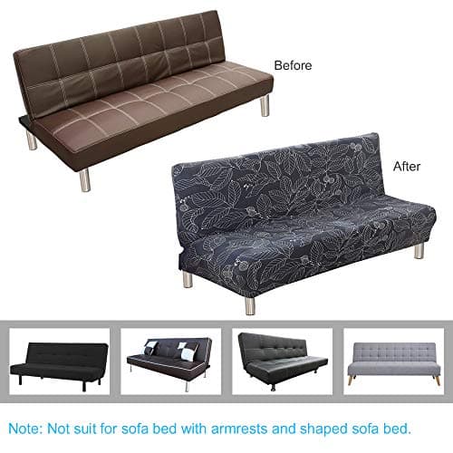 Armless Futon Slipcovers Stretch Sofa Bed Cover with Printed Design