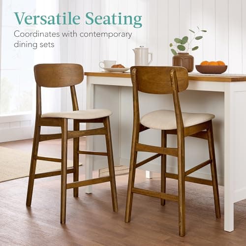 Best Choice Products Walnut/Cream Armless Counter Height Stool Set