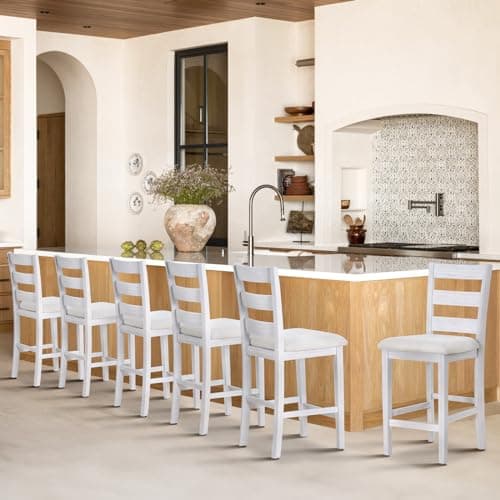 COLAMY Mid Century Modern Wooden Bar Stools Set of 4, Dark Grey