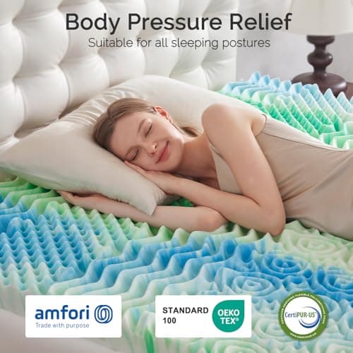 2-Inch Twin Memory Foam Mattress Topper with Cooling Gel – 7 Zones for Pressure Relief, Soft & Breathable, CertiPUR-US Certified