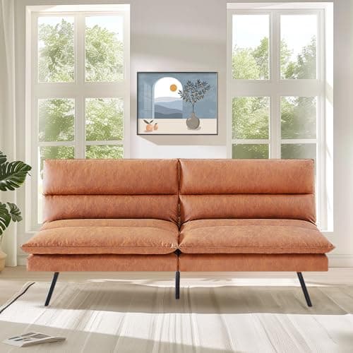 Memory Foam Futon Sofa Bed for Living Spaces, Office, Apartment - Grey Fabric