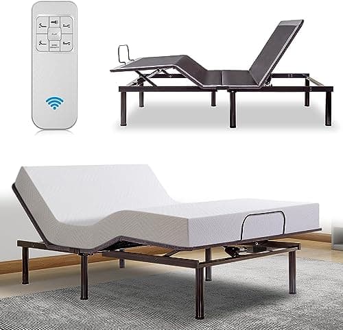Adjustable Queen Bed Frame Bundle with Mattress and Wireless Remote, Motorized Incline, Zero Gravity - Easy Assembly