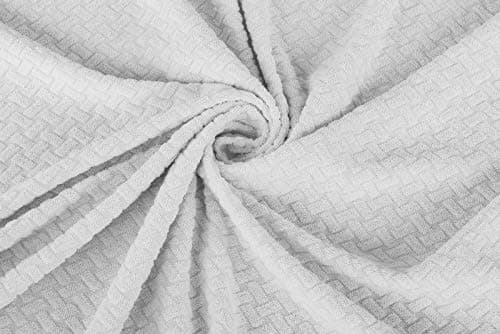 Stretch Futon Cover - Armless Sofa Slipcover - Non Slip Spandex - Soft Elastic Bands - Light Gray and White