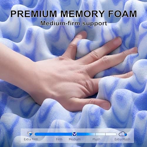 Queen Size Memory Foam Mattress Topper with Purple Gel Support - 2 Inch Egg Crate Design for Pressure Relief