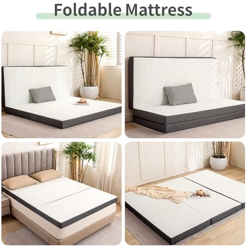 MUUEGM 4 Inch Tri-Fold Memory Foam Mattress with Washable Cover, Single Size