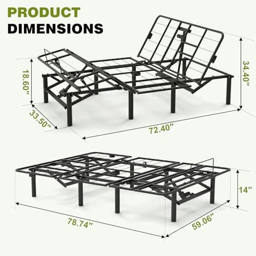 KEIKI Queen Adjustable Bed Frame with Incline and Dual USB Ports