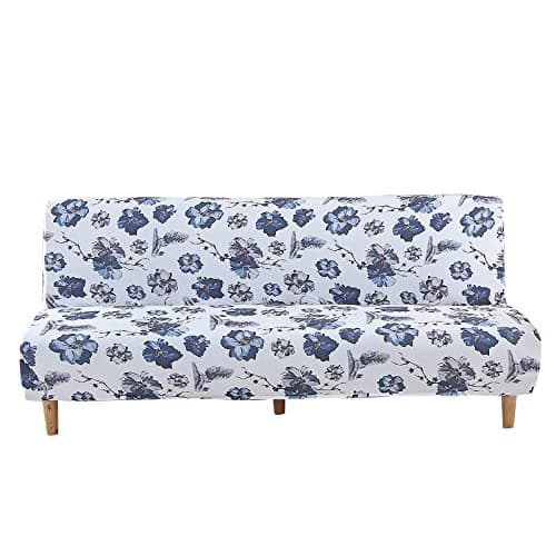 Armless Futon Slipcover Stretch Elastic Couch Furniture Protector (Orange Grey)