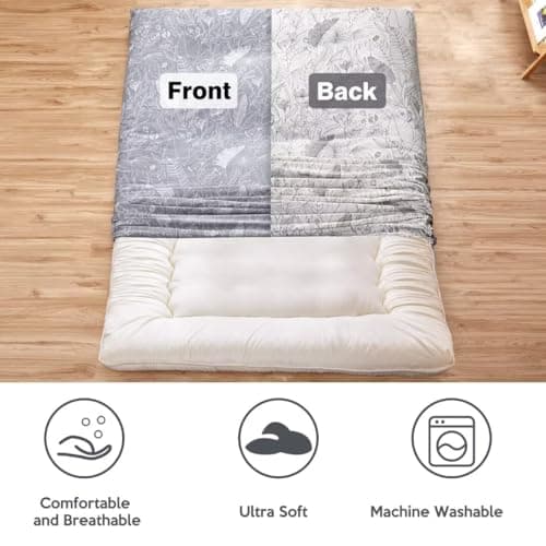 100% Cotton Zippered Futon Cover, Super Soft & Machine Washable Twin/Full/Queen