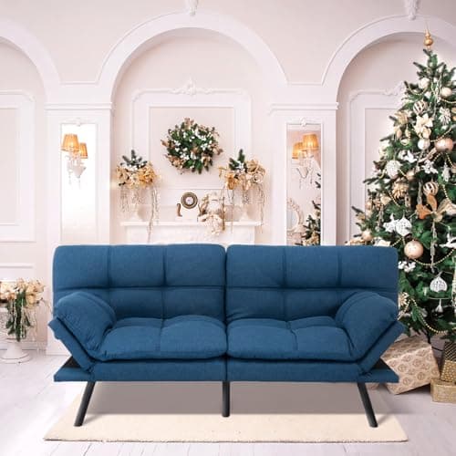 MUUEGM Adjustable Backrest Futon Sofa Bed, Modern LoveSeat Sleeper for Living Room, Office, Apartment