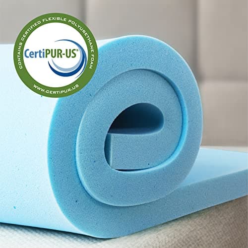 Zinus Cooling Gel Mattress Topper, Queen, BlueCertiPUR-US Certified