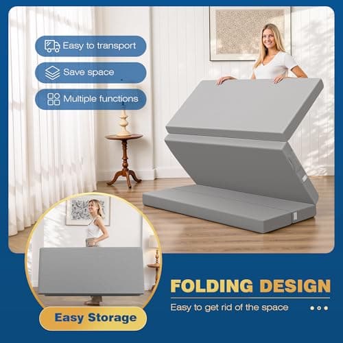 Dirt-Resistant, Portable 4 Inch Foldable Mattress for Camping and Travel